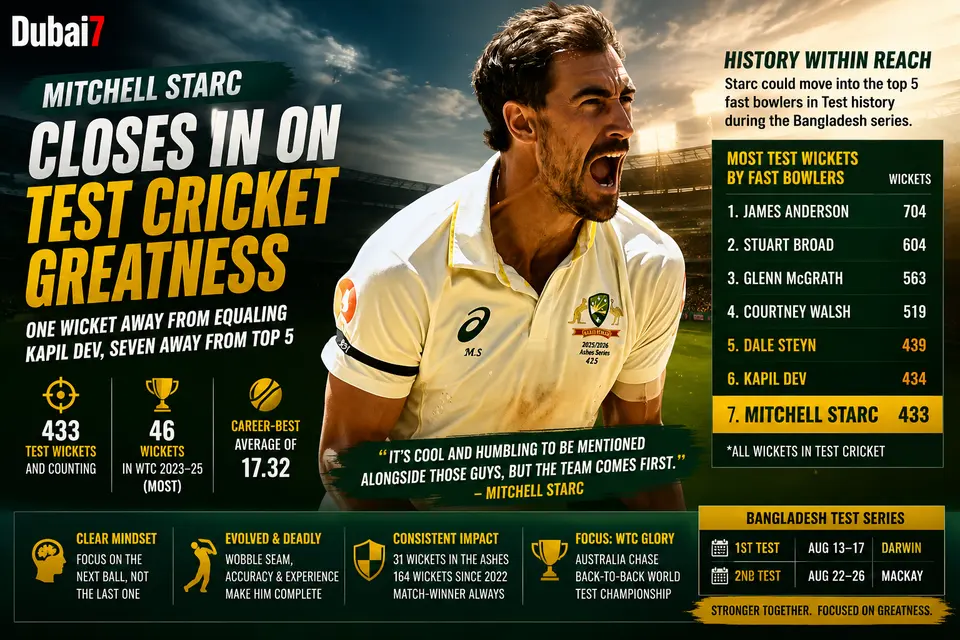 Mitchell Starc Targets Historic Test Milestone Ahead of Bangladesh Series